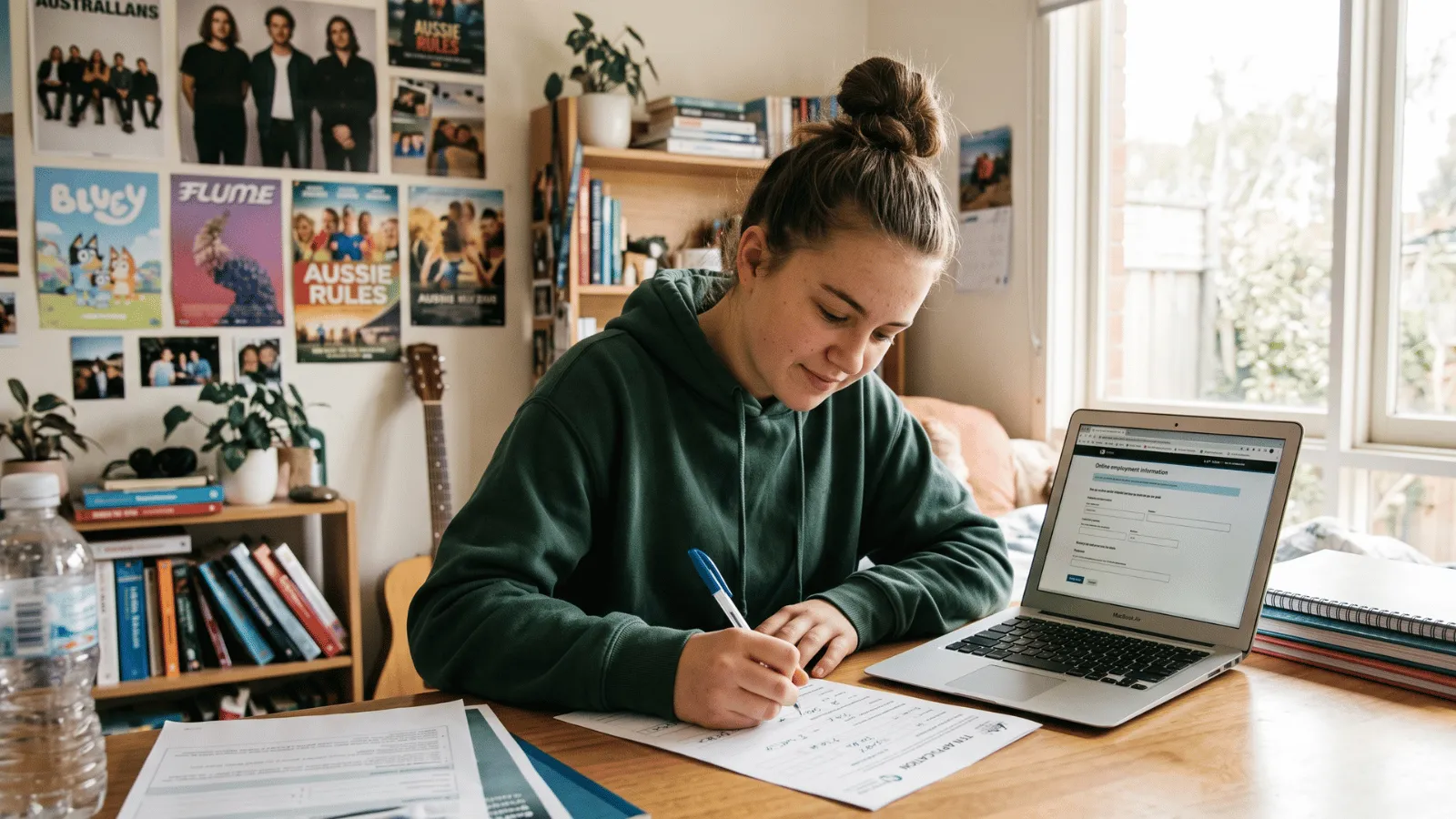 Teenager Applying for TFN Teenager applying for TFN online in an Australian home setting